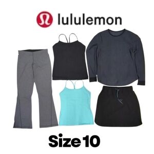 5 piece Lululemon Bundle Size 10 A mix of Aqua Gray Black Athletic Clothing